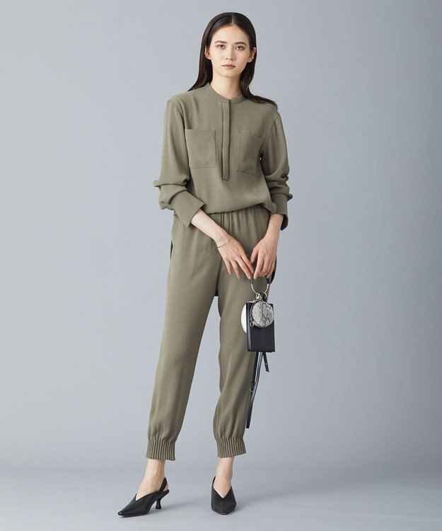 ICB 【WEB限定カラーあり・洗える】ライトダブルクロス ジョガーパンツ アッシュカーキ系