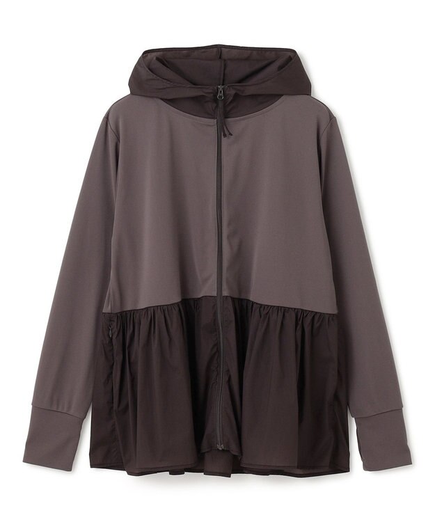 UNFILO 【ZIP!放映】 ラッシュガード ペプラムフーディ チャコール