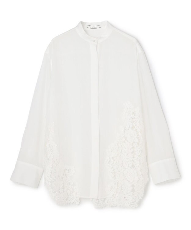 BEIGE， GALENA / コットンレースバンドカラーシャツ Off