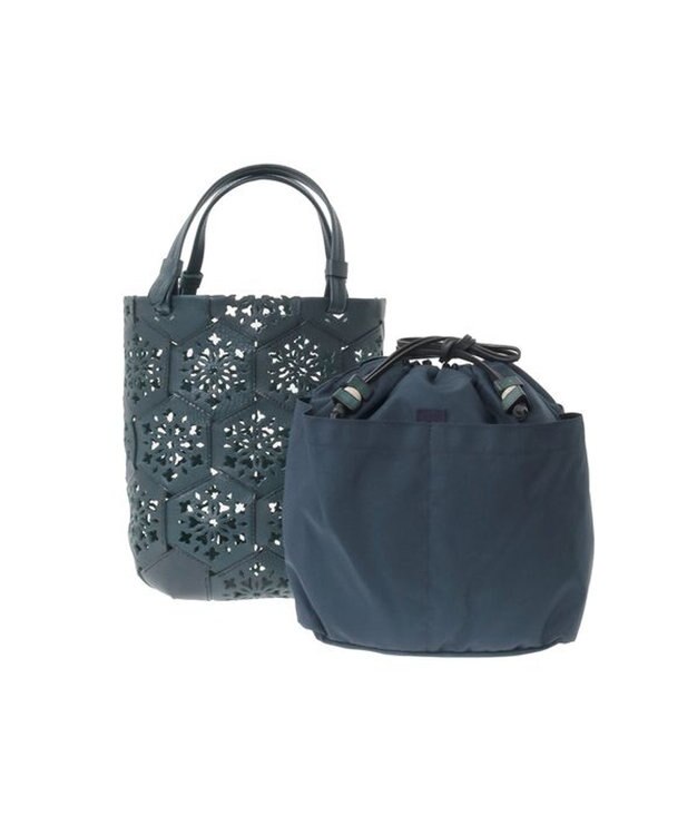 genten カレイド 手提げバッグ ネイビーブルー