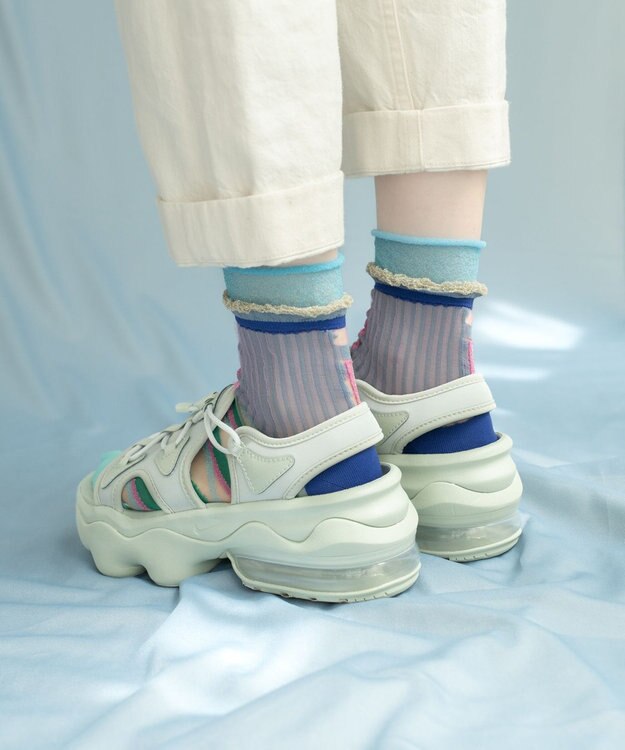 COQ WAVE ECHO シアーボーダーソックス スカイブルー