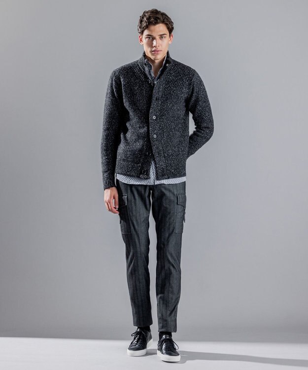 JOSEPH HOMME トライジャガードストレッチ　ウィングカラーシャツ ライトグレー系