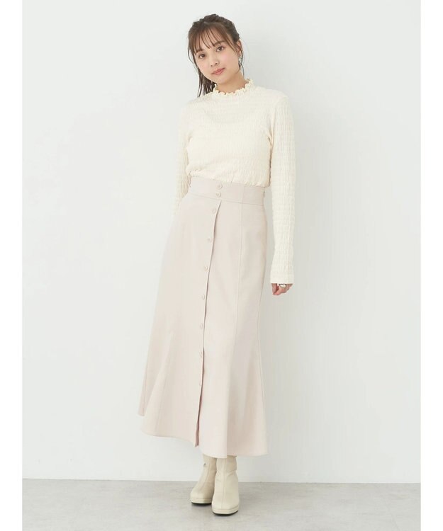 earth music&ecology フロントボタンスカート Beige