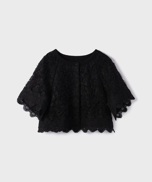 GRACE CONTINENTAL フラワー刺繍ニットカーディガン ブラック