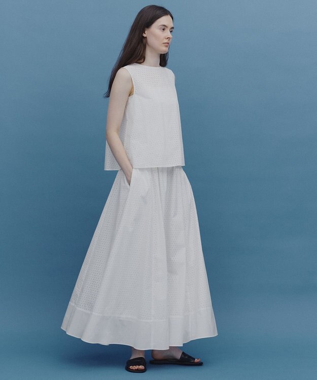 UNFILO L 【セットアップ着用可】FINE MOVE パンチング ドットブラウス オフ