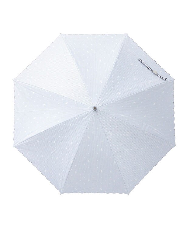 MOONBAT 【軽量】POLO RALPH LAUREN 晴雨兼用日傘 長傘 ストライプドット／遮光 遮熱 UV サックスブルー