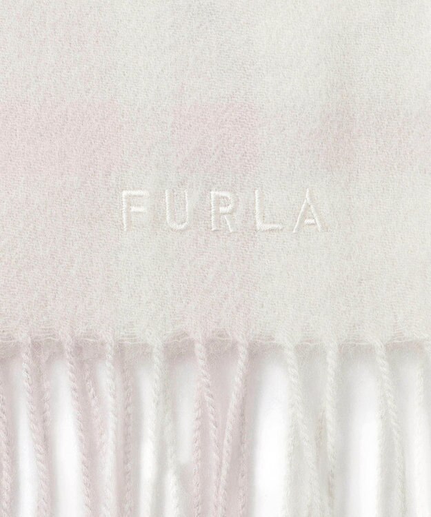 MOONBAT FURLA ウールブロックチェックラメマフラー/幅30cm ペールピンク