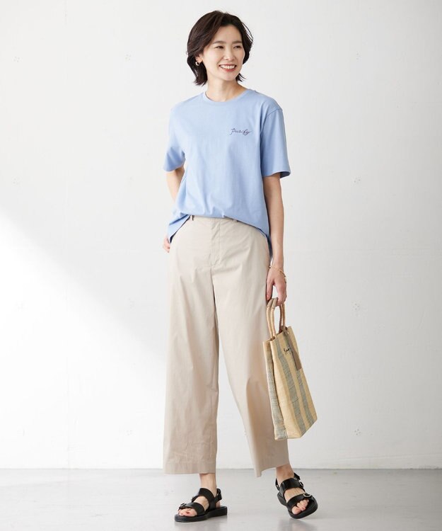 J.PRESS LADIES 【WEB限定・A4サイズ収納可】 マダガスカルラフィア トート バッグ ブルー系1