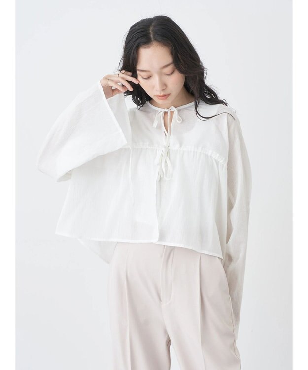 earth music&ecology ワッシャードロスト羽織りシャツ Off White