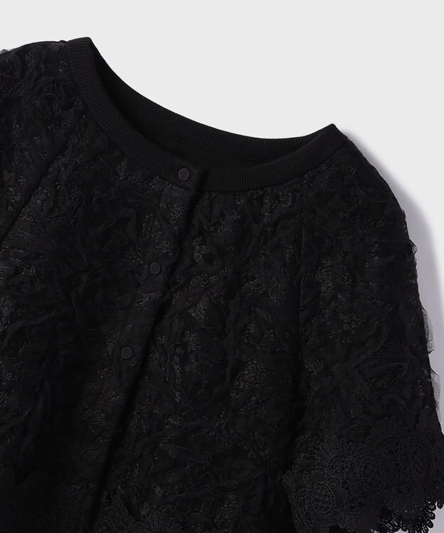 GRACE CONTINENTAL フラワー刺繍ニットカーディガン ブラック