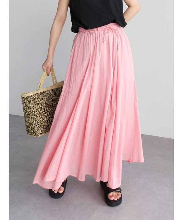 Green Parks インド綿　ふんわりボイルロングスカート Pink