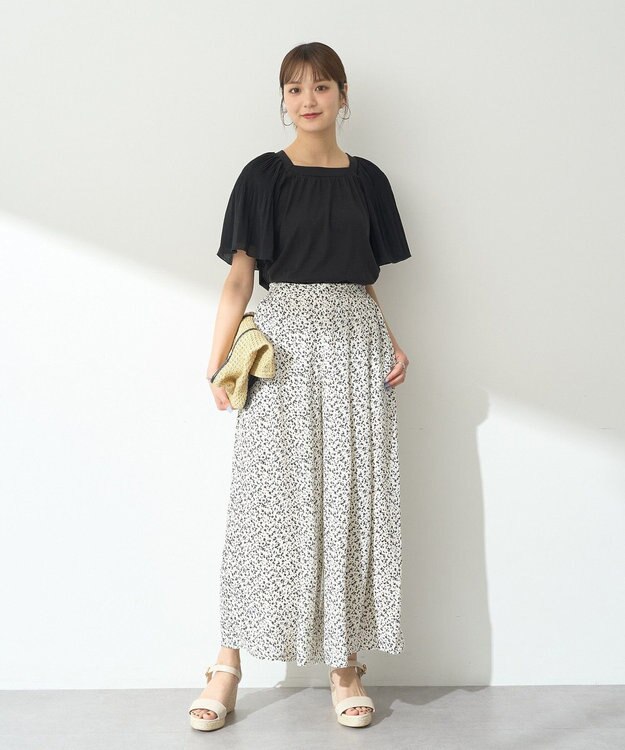 earth music&ecology マジョリカフレアスリーブスクエアプルオーバー Black