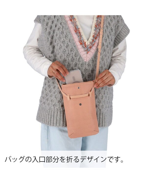 tsumori chisato CARRY エンボスメッシュ ショルダーバッグ ミニバッグ スマホショルダー ピンク