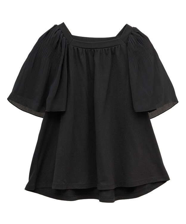 earth music&ecology マジョリカフレアスリーブスクエアプルオーバー Black