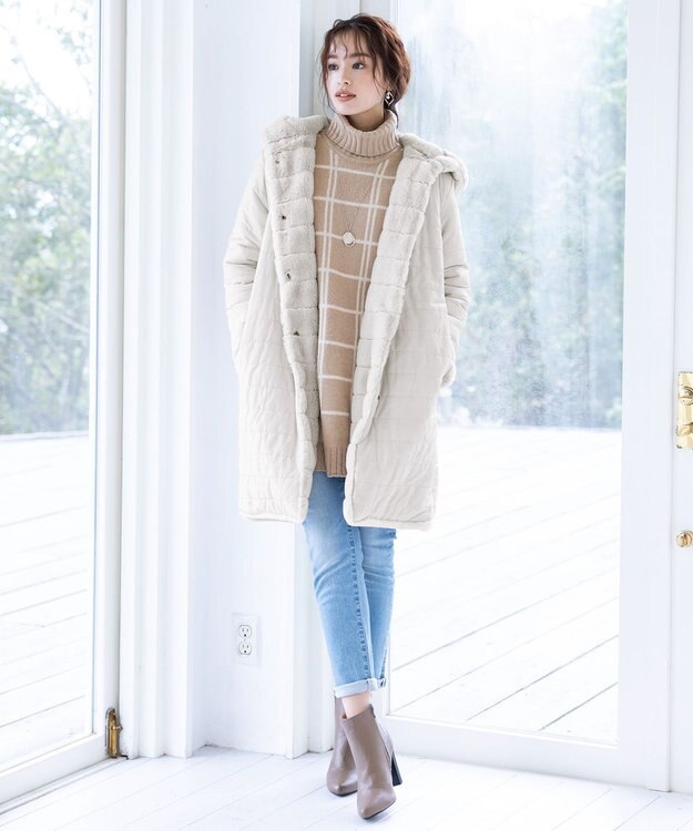 Tiaclasse 【2WAY】エコファーキルティングリバーシブルコート ベージュ