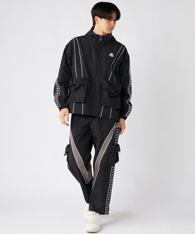 OP／FILA 【Kappa】オーバーシルエット バンダナイロントラックジャケット ブラック