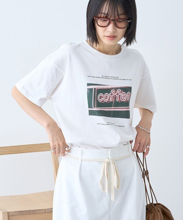 AMERICAN HOLIC 刺繍&フォトプリントTシャツ Off White