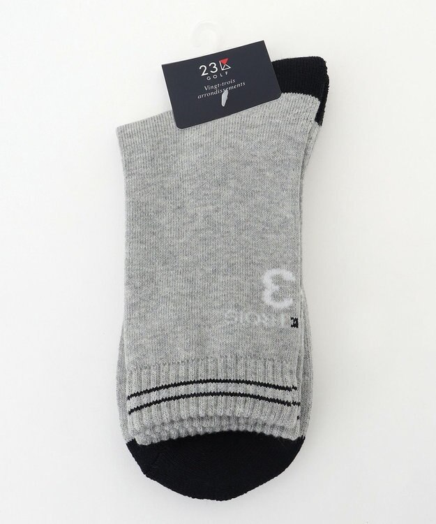 23区GOLF 【MEN】バックロゴ ハーフソックス ライトグレー系