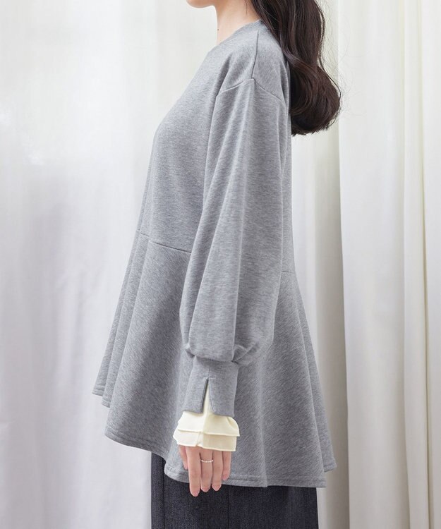 Tiaclasse 【吸水発熱・洗える】袖口ドッキングカットソープルオーバー グレー
