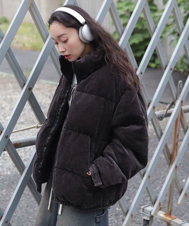 WEGO 【ユニセックス着用ITEM/MLサイズ展開】コーデュロイパファーブルゾン ブラックその他