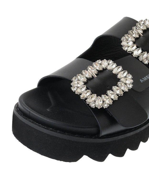 AMERICAN HOLIC ビジューフラットサンダル Black