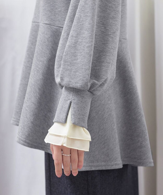 Tiaclasse 【吸水発熱・洗える】袖口ドッキングカットソープルオーバー グレー