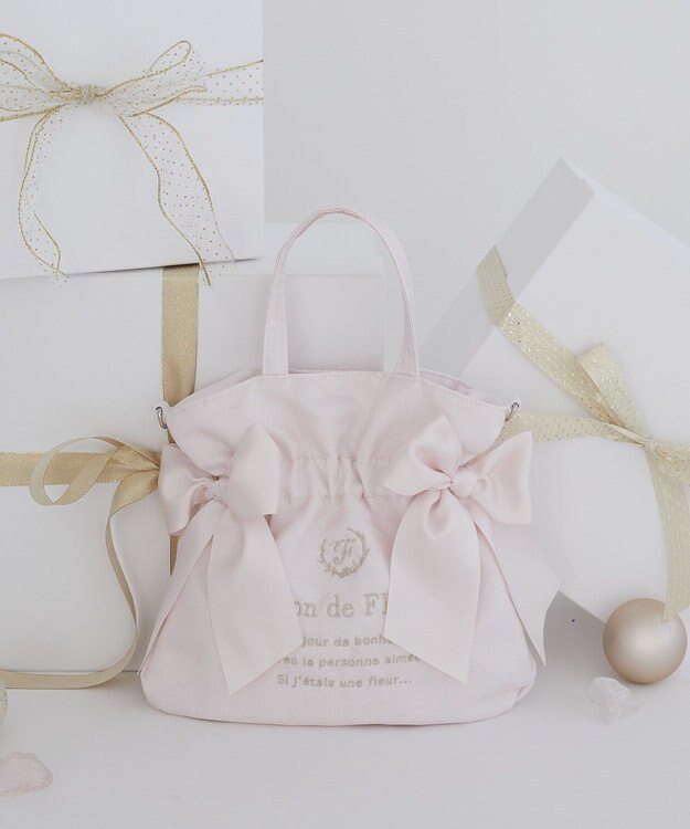 Maison de FLEUR オーガンジーダブルリボン2Wayトートバッグ Light Pink