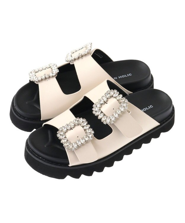 AMERICAN HOLIC ビジューフラットサンダル Ivory