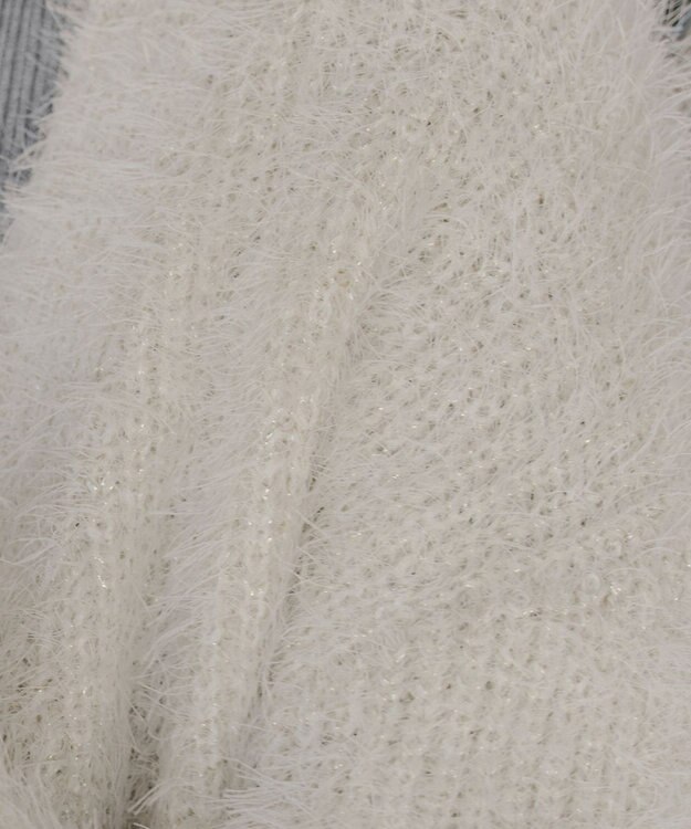 Tiaclasse 【洗える】ふわふわ片畦ラメシャギーカーディガン オフホワイト