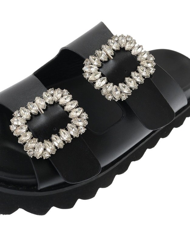 AMERICAN HOLIC ビジューフラットサンダル Black