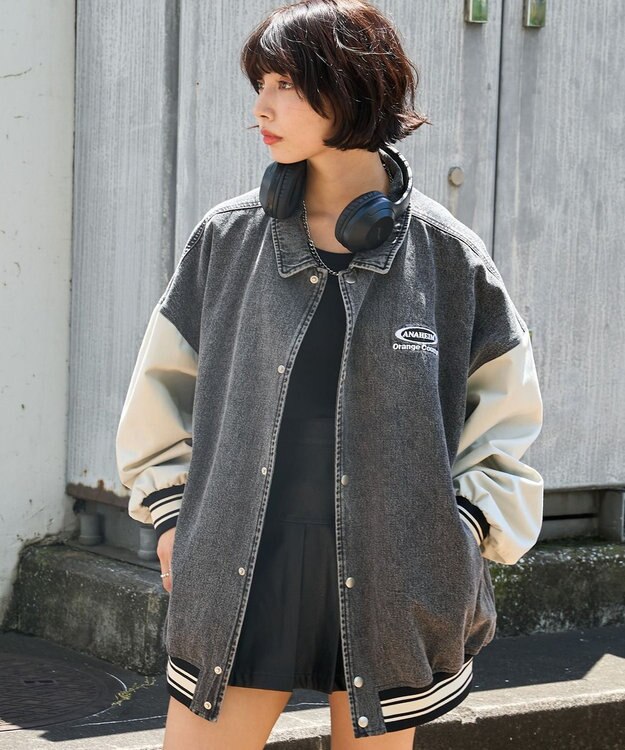 WEGO 【ユニセックス着用ITEM】デニムスタジャン ブラック