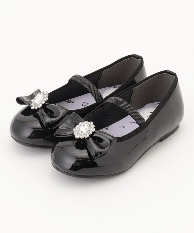 ANY KIDS エナメルフラットパンプス ブラック