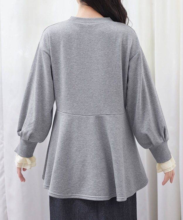 Tiaclasse 【吸水発熱・洗える】袖口ドッキングカットソープルオーバー グレー