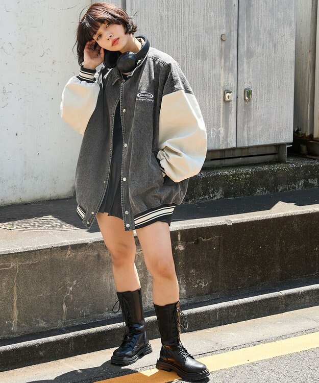 WEGO 【ユニセックス着用ITEM】デニムスタジャン ブラック