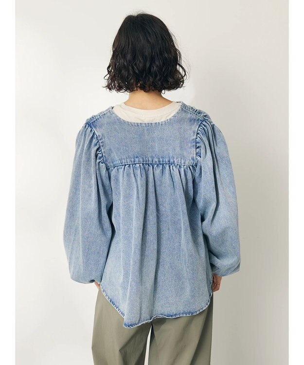 CRAFT STANDARD BOUTIQUE デニムギャザーヨークブラウス Sax