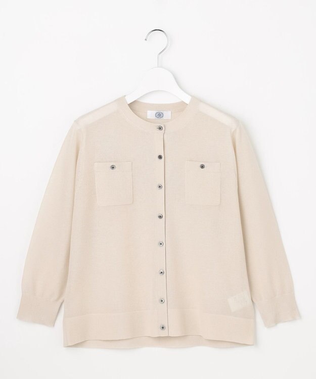 J.PRESS LADIES S 【シーンレスに活躍】SHEER GLOSS KNIT クルーネック カーディガン ベージュ系