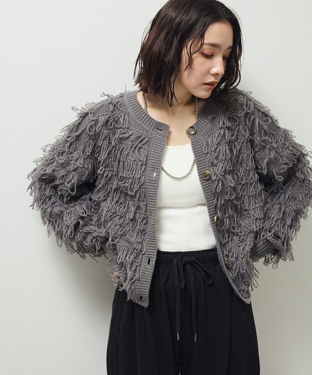 Green Parks ループニットカーディガン Gray