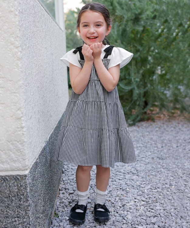 ANY KIDS サッカー ギンガム ワンピース ブラック系