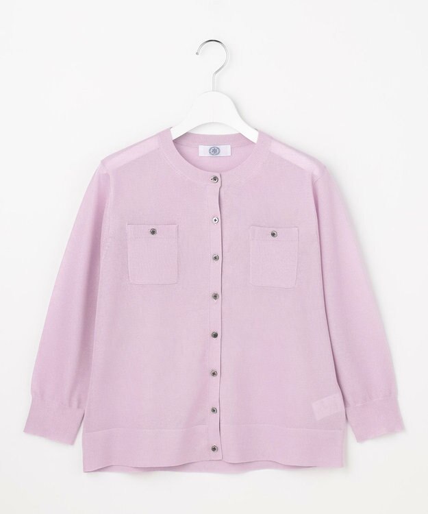 J.PRESS LADIES S 【シーンレスに活躍】SHEER GLOSS KNIT クルーネック カーディガン ラベンダー系
