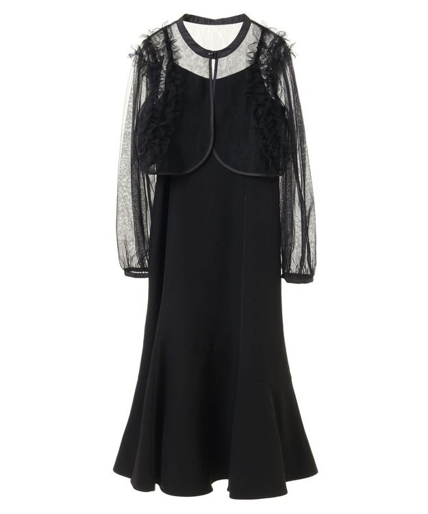 earth music&ecology ＳＥＴ２点チュールブラウス付きキャミワンピース Black