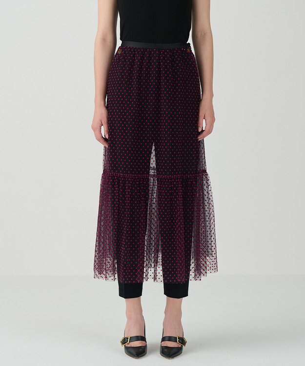 GRACE CONTINENTAL フロッキーチュールスカート ブラック