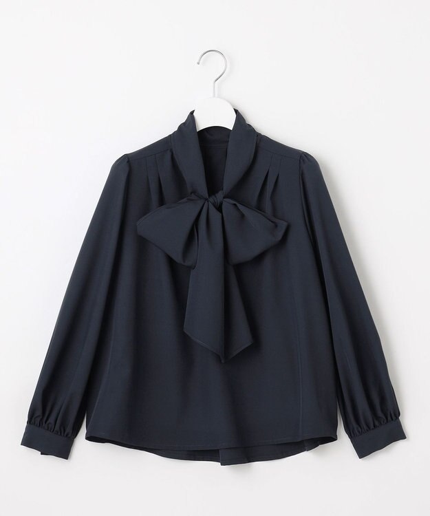Feroux 【新色追加・洗える】ボリューム リボンタイ ブラウス ネイビー系