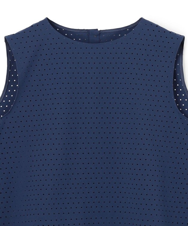 UNFILO L 【セットアップ着用可】FINE MOVE パンチング ドットブラウス ダークブルー