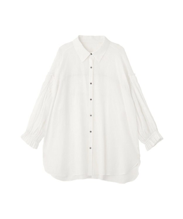 YECCA VECCA 綿麻シアーボリュームギャザーシャツ Off White