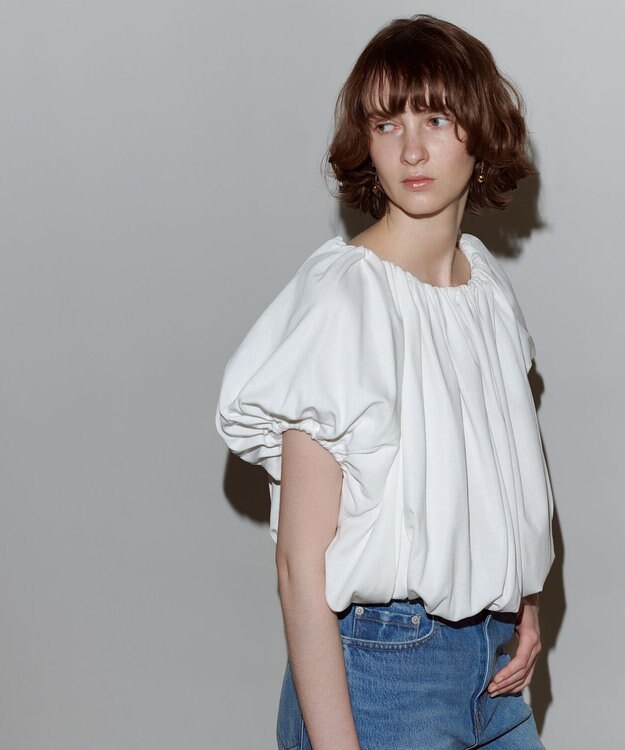 NAVE 【Nave 　洗える・接触冷感】クロップドジャージーブラウス アイボリー系