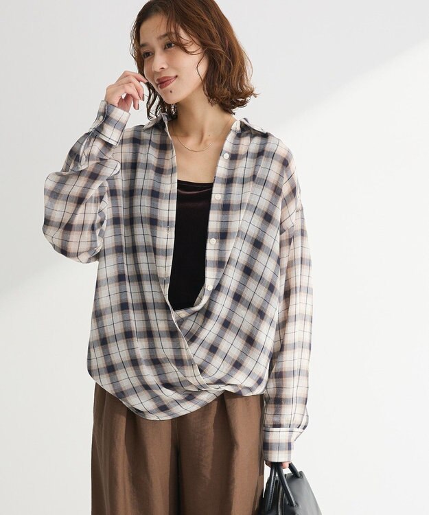 Green Parks カシュクールシアーシャツ Ivory