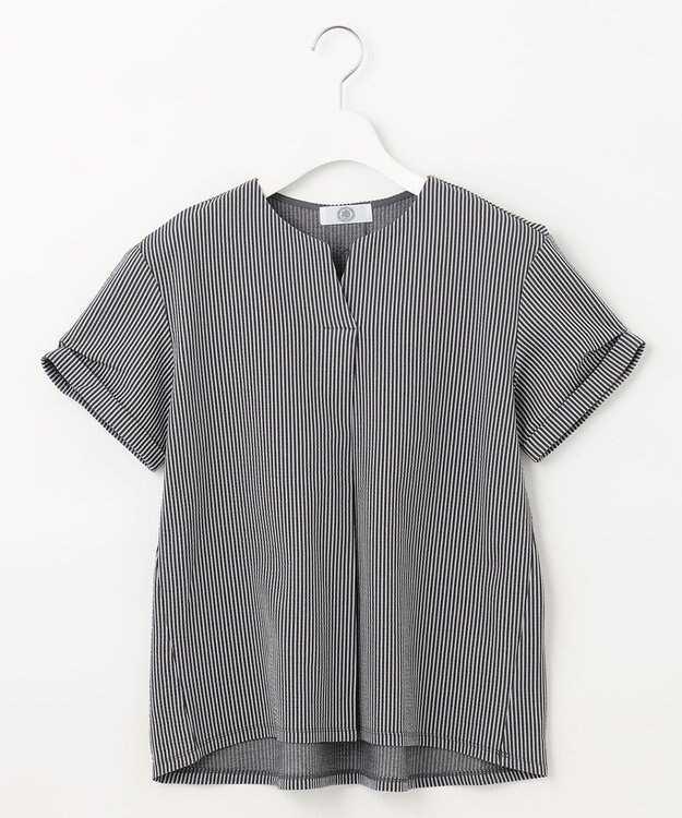 J.PRESS LADIES L 【WEB限定カラーあり・抗菌消臭・吸水速乾】サッカージャージー キーネック カットソー グレー系1