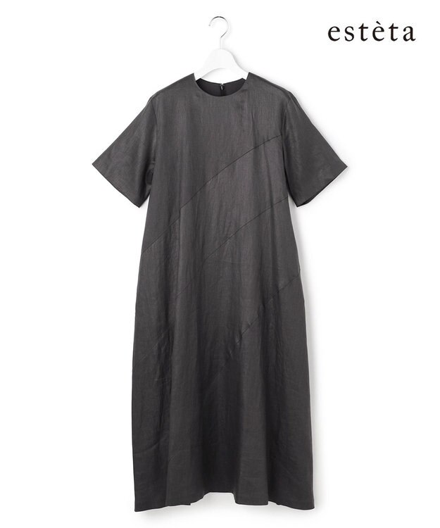 23区 【エステータ】チンツリネン Aライン フレアワンピース グレー系