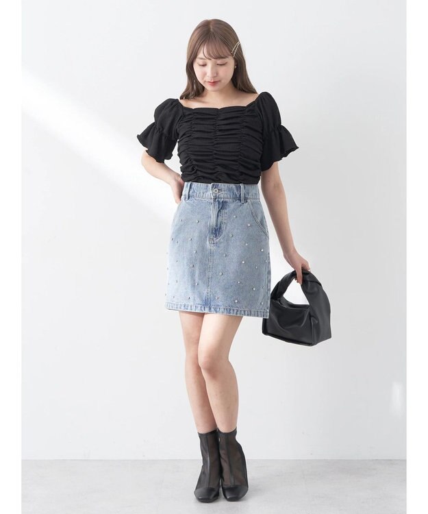 earth music&ecology カットシャーリングプルオーバー Black