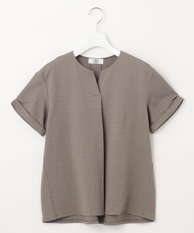 J.PRESS LADIES S 【WEB限定カラーあり・抗菌消臭・吸水速乾】サッカージャージー キーネック カットソー ブラウン系